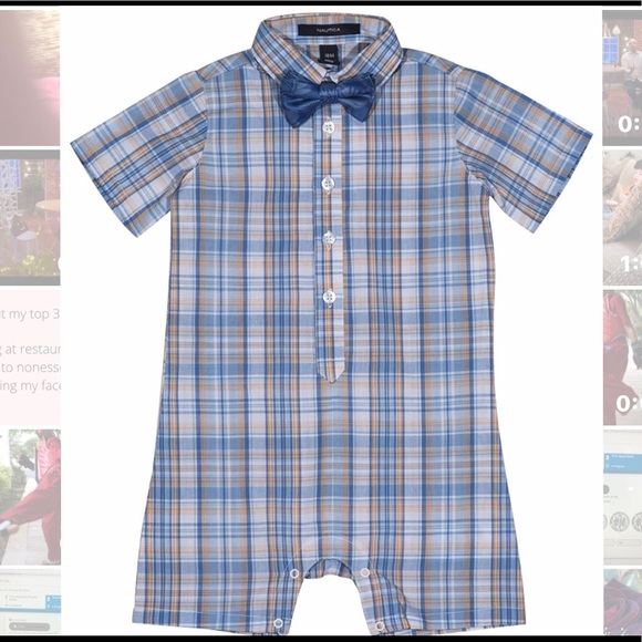 Boys 2-Piece Romper and Bow Tie Set - Picture 1 of 6